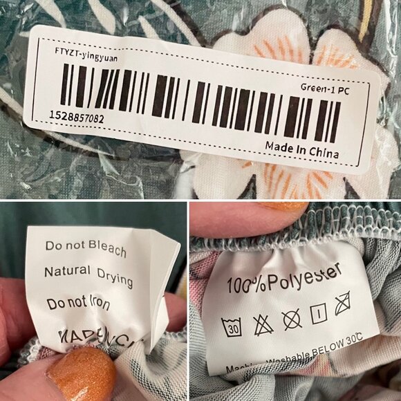 Office Chair Seat and Back Covers Floral Pattern Teal Cloth Elastic Closure - Picture 3 of 5